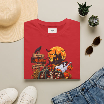 Halloween Truck Graphic T‑Shirt — Happy Halloween Ghosts & Pumpkins Design