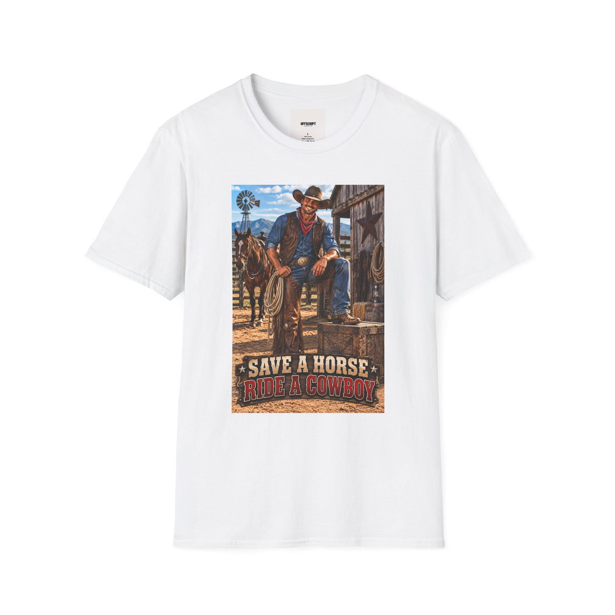 Cowboy Graphic T-Shirt — “Save a Horse, Ride a Cowboy” Western Tee