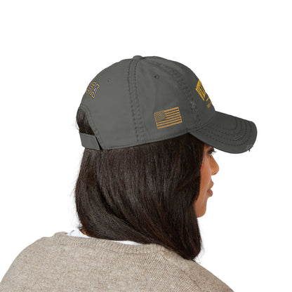 Veteran Embroidered Distressed Dad Hat — USA Honor Gratitude