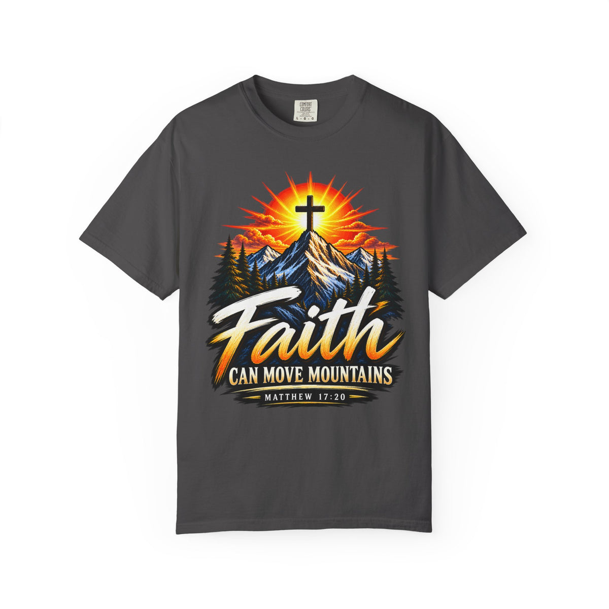 Faith Can Move Mountains T-Shirt | Christian Cross Mountain Graphic