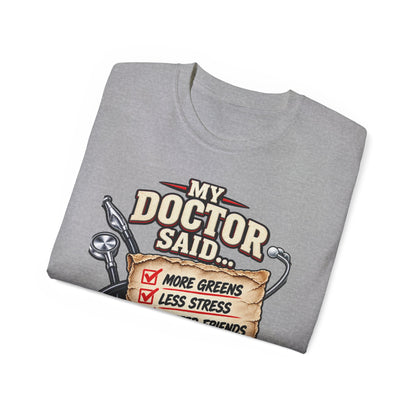 My Doctor Said… Play More Golf T‑Shirt — Funny Golf Checklist Tee