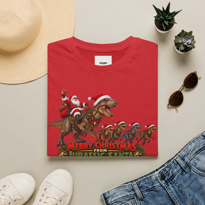 Christmas Dinosaur T-Shirt — “Merry Christmas from Jurassic Santa” Holiday Tee