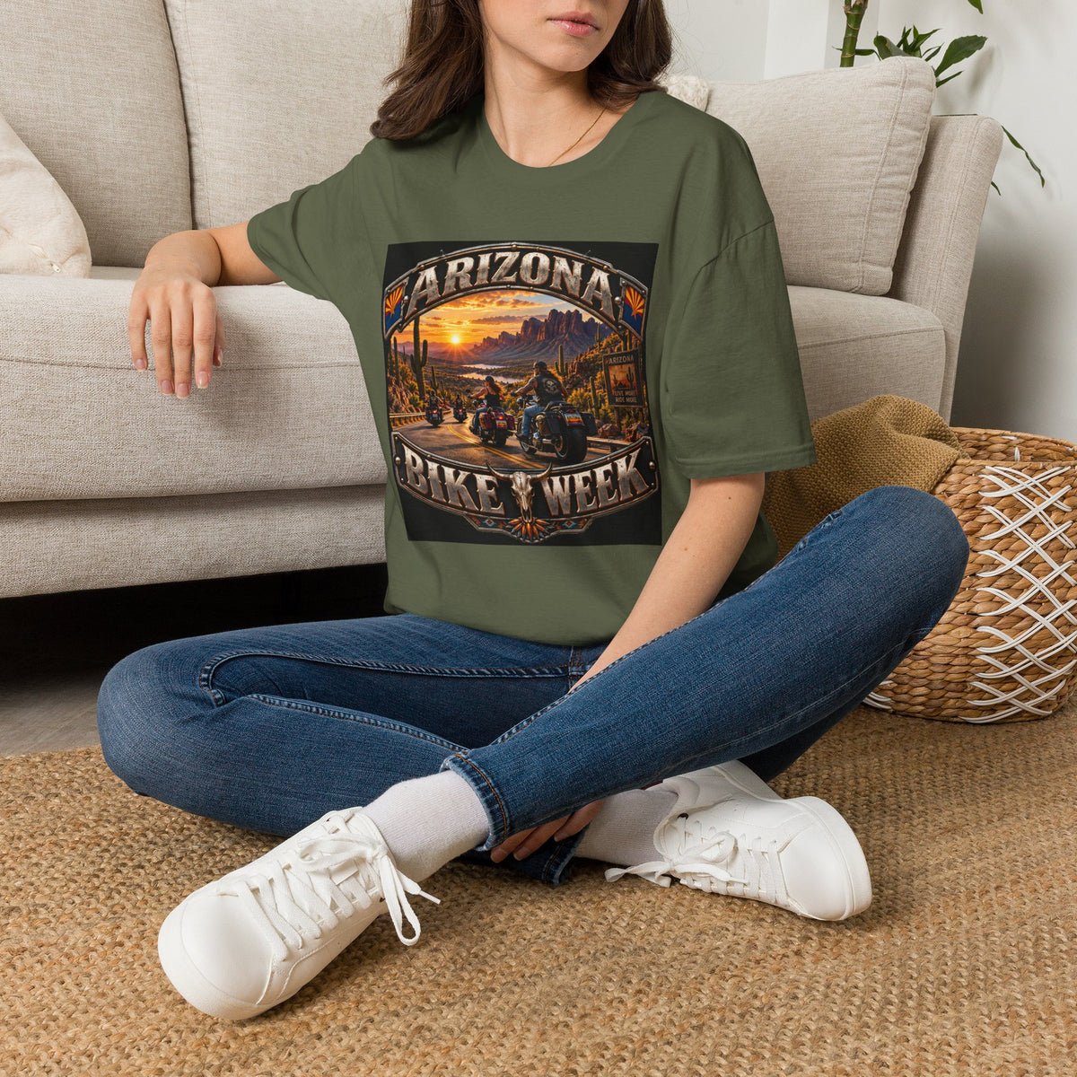 Arizona Bike Week Sunset T-Shirt — Vintage Motorcycle Desert Road Tee
