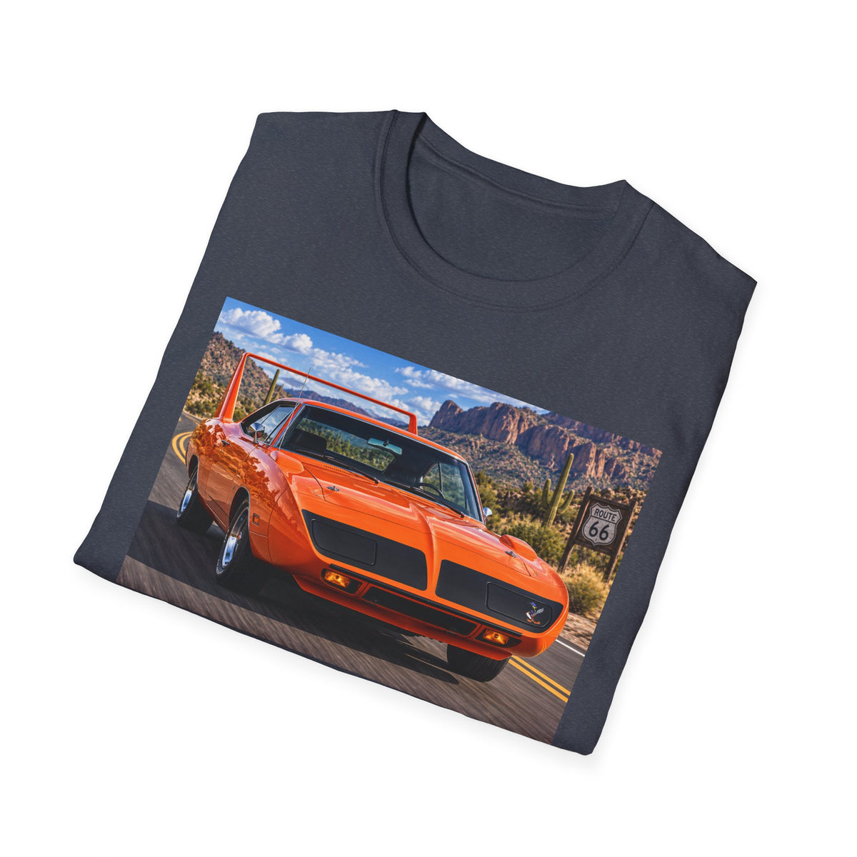 Classic Orange Muscle Car T-Shirt — Route 66 Roadtrip Tee