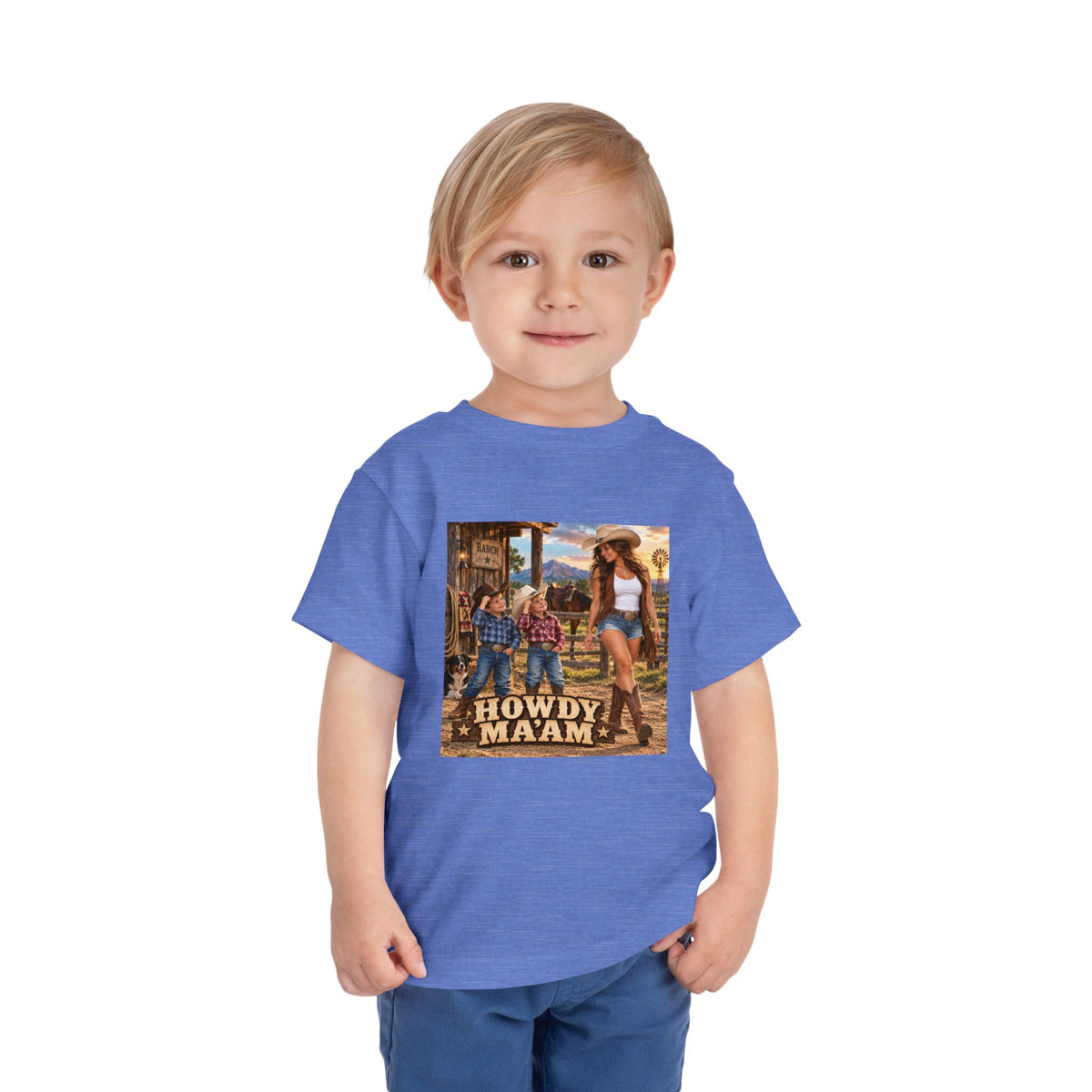 Toddler Tee — "Howdy Ma'am" Cowgirl Graphic Kids Shirt