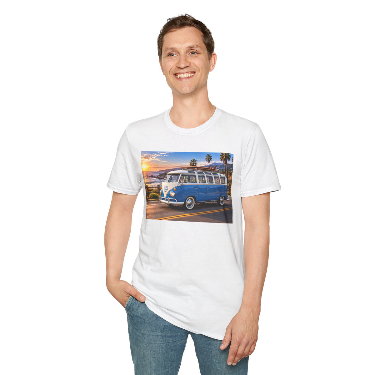 Vintage VW Bus T‑Shirt — Retro Surf Van Sunset Graphic Tee