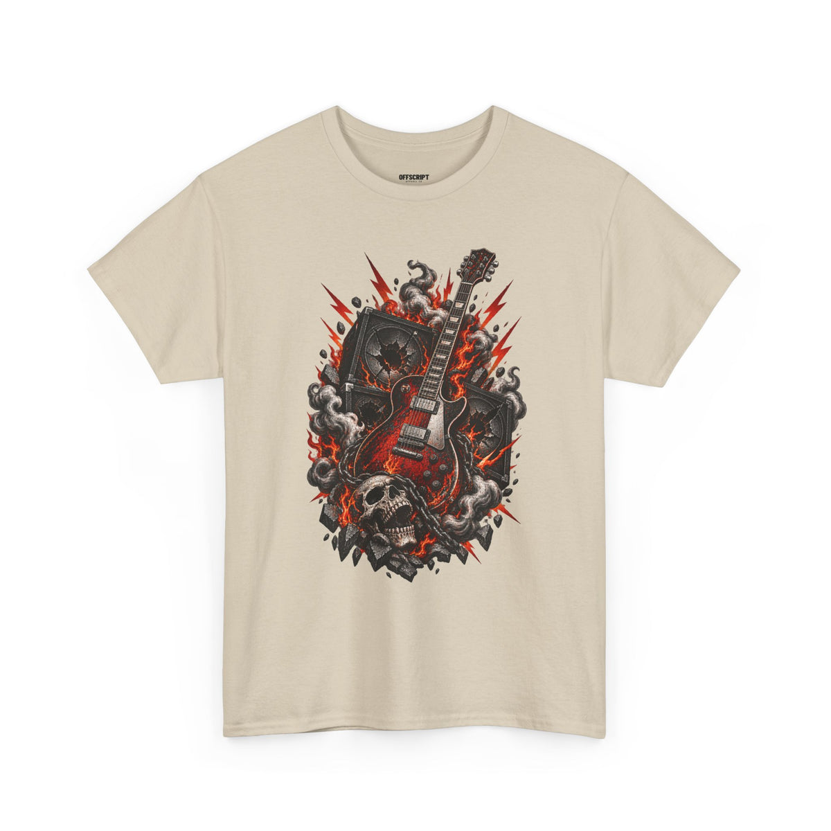 Electric Skull Guitar T‑Shirt — Rock & Metal Graphic Tee for Musicians and Fans