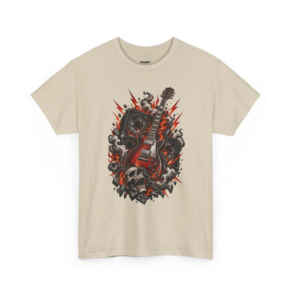 Electric Skull Guitar T‑Shirt — Rock & Metal Graphic Tee for Musicians and Fans