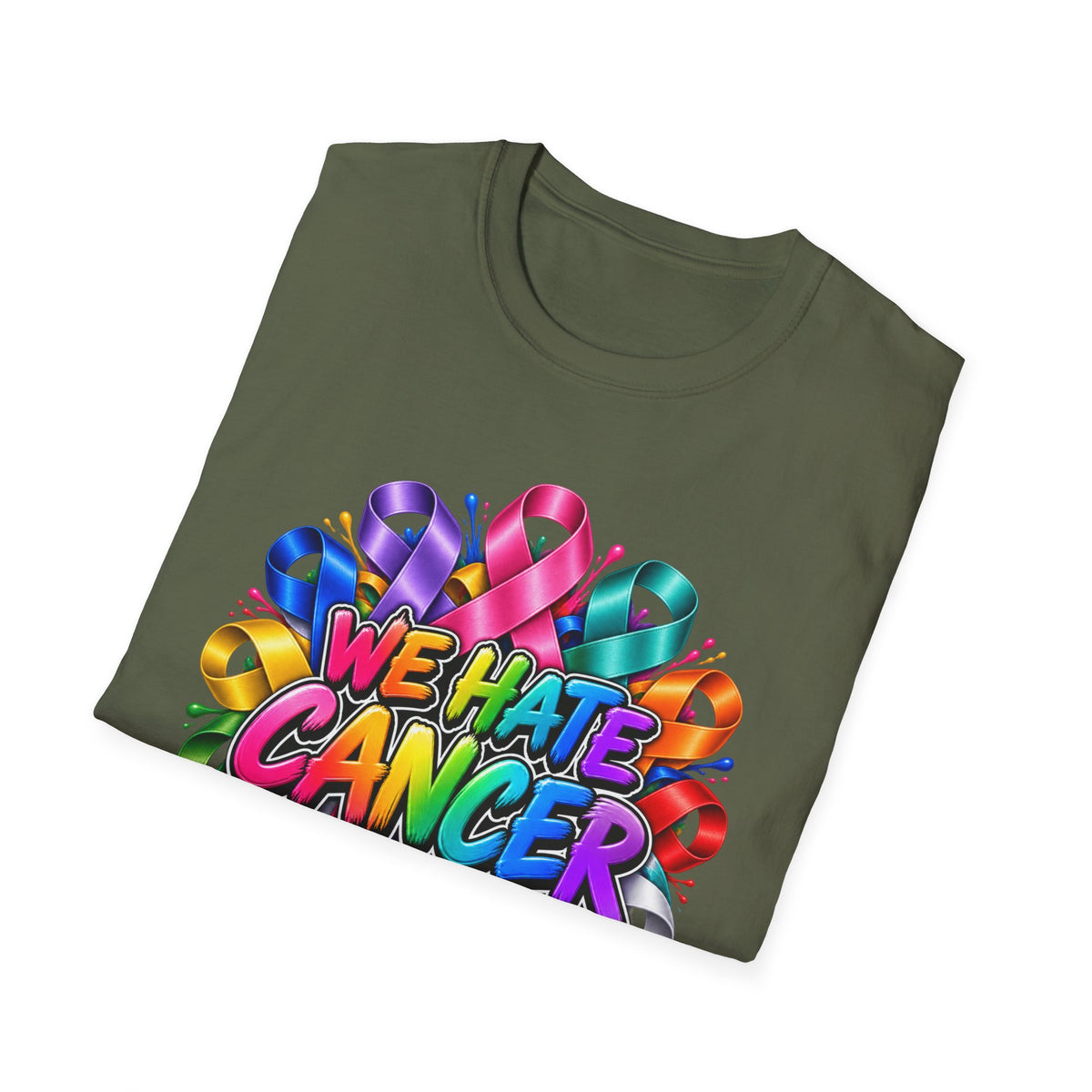 We Hate Cancer T-Shirt — Multicolor Cancer Awareness Ribbon Tee