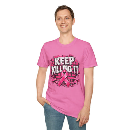 Keep Killing It pink ribbon T-Shirt | Breast Cancer Awareness, Motivational Graphic