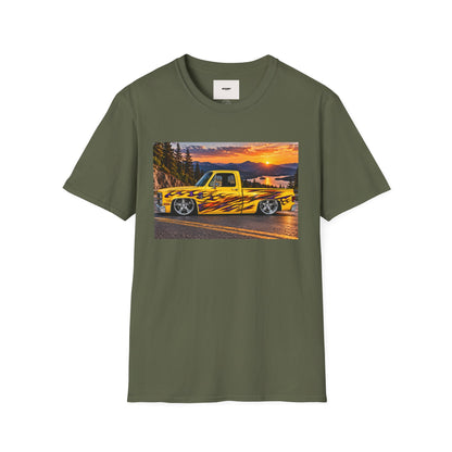 Yellow Flame Pickup T-Shirt — Sunset Classic Truck Graphic Tee