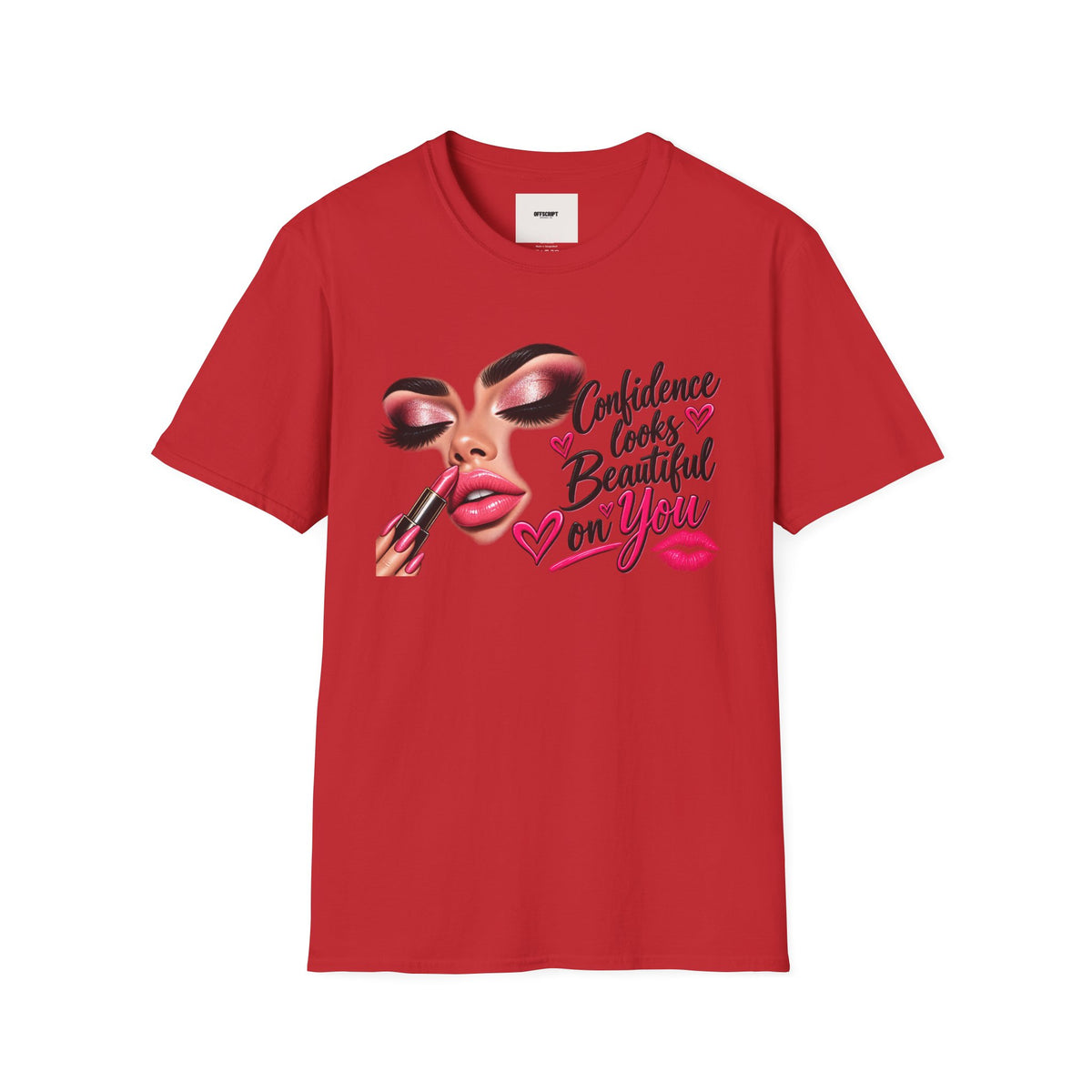 T-Shirt — "Confidence Looks Beautiful on You" Glam Makeup Graphic