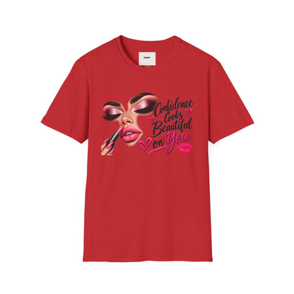 T-Shirt — "Confidence Looks Beautiful on You" Glam Makeup Graphic