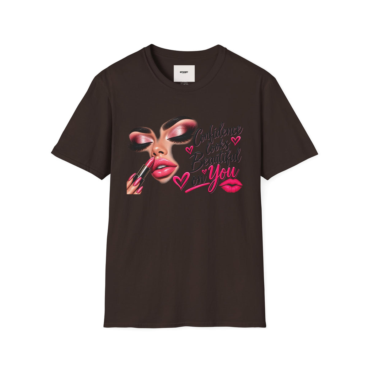 T-Shirt — "Confidence Looks Beautiful on You" Glam Makeup Graphic