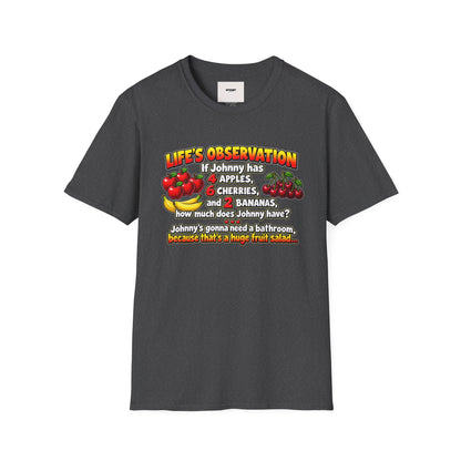 Life’s Observation Fruit Puzzle T-Shirt — Funny Johnny Math Joke Tee