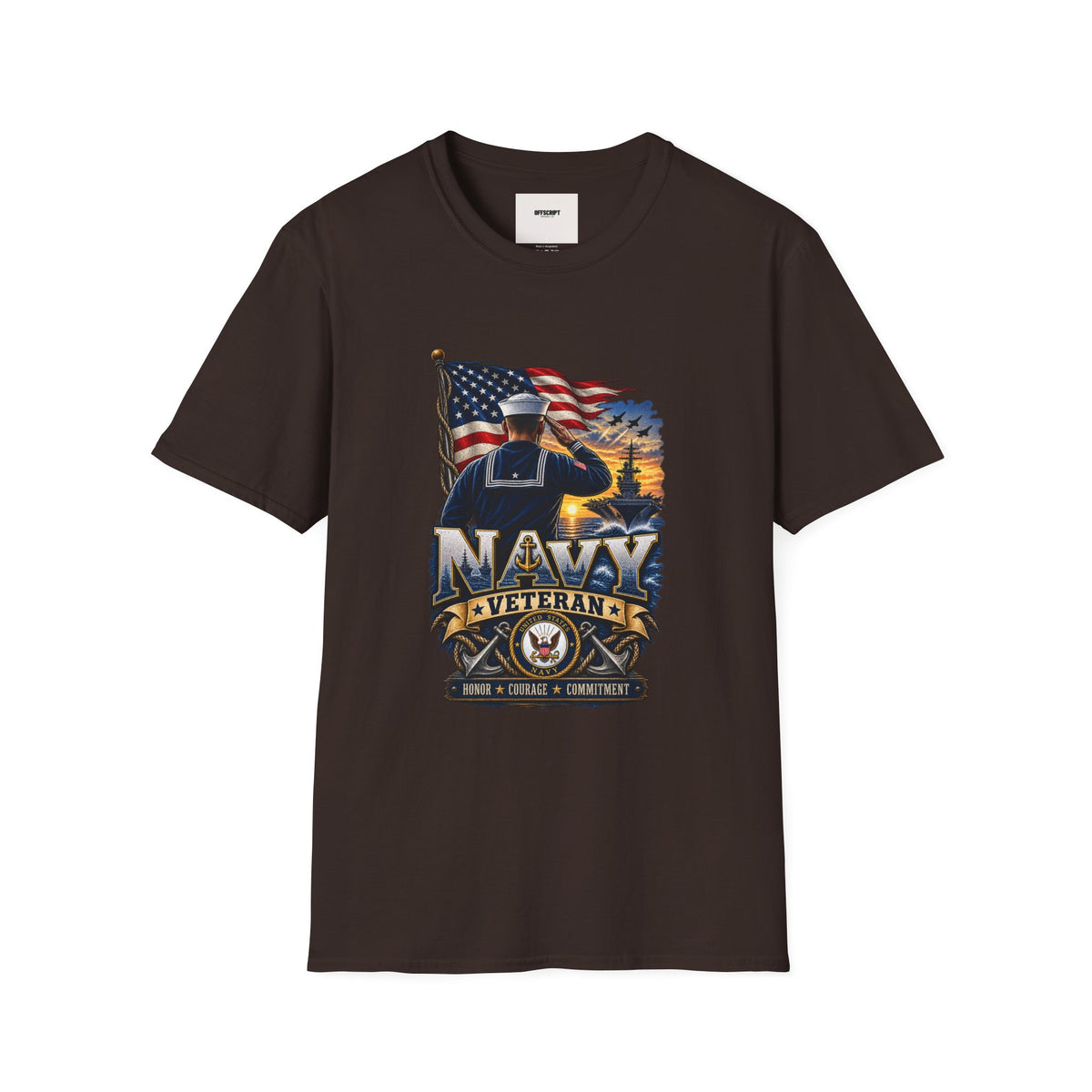 Navy Veteran Salute T‑Shirt – American Flag Military Tribute