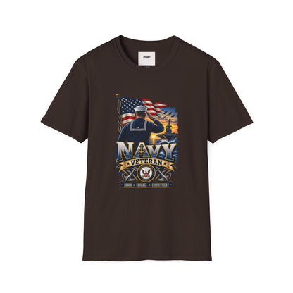 Navy Veteran Salute T‑Shirt – American Flag Military Tribute
