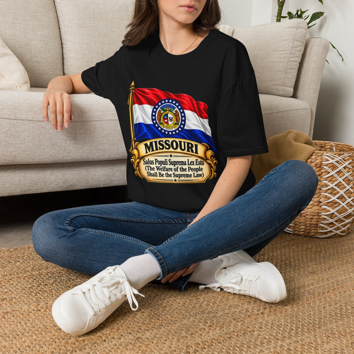 Missouri Flag T‑Shirt — State Seal & Motto Folded Flag Tee