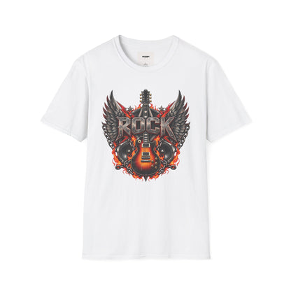 Rock Wings T‑Shirt — Vintage Guitar Flame Graphic Tee for Music Lovers
