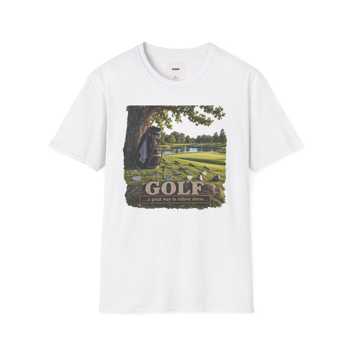 Golf Course Scene T‑Shirt — 'GOLF' Scenic Golfing Graphic Tee