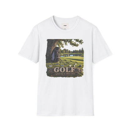 Golf Course Scene T‑Shirt — 'GOLF' Scenic Golfing Graphic Tee