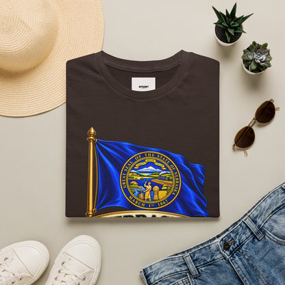 Nebraska Flag T-Shirt — State Seal ‘Nebraska: Equality Before the Law’