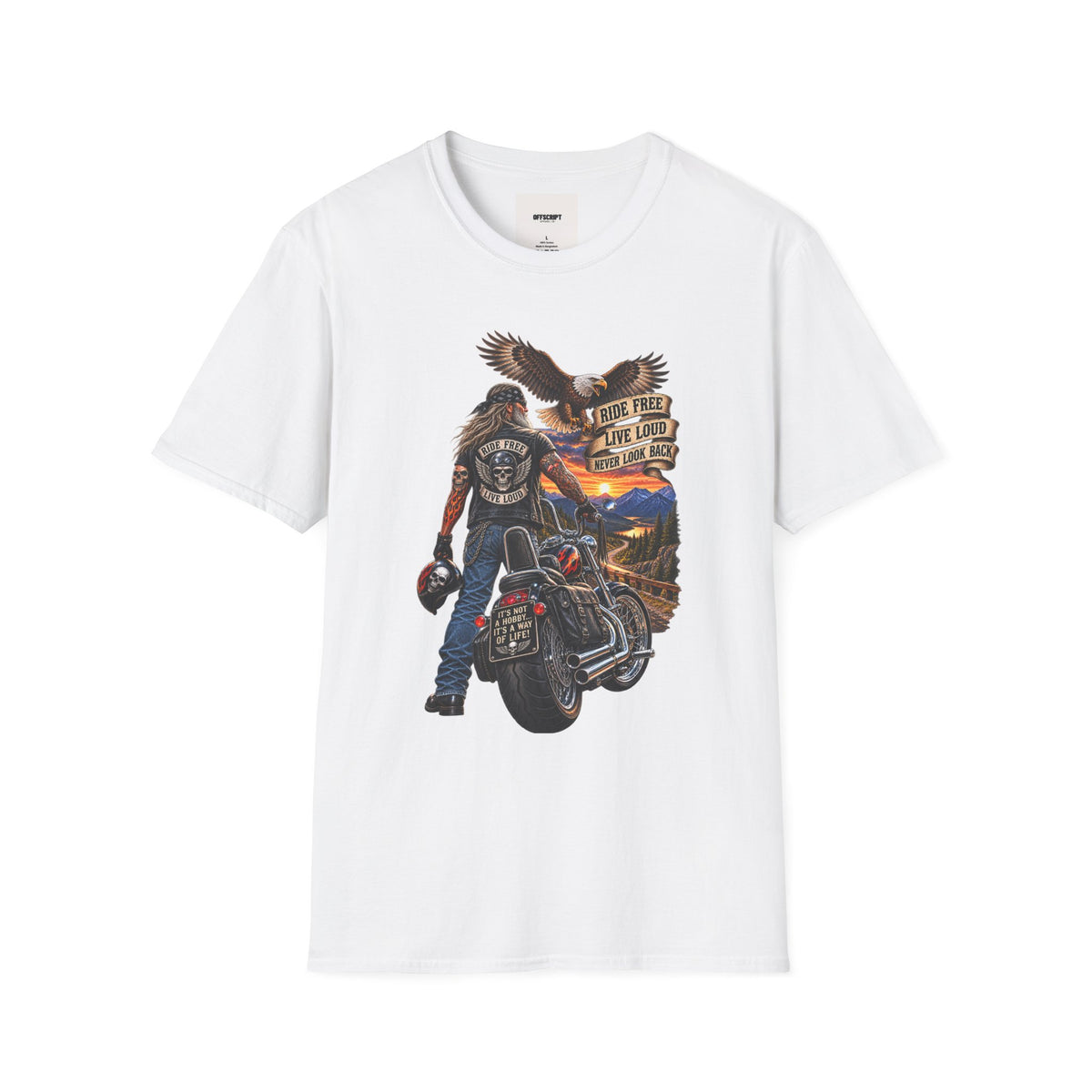 Biker Eagle T-Shirt — "Ride Free, Live Loud" Motorcycle Tee