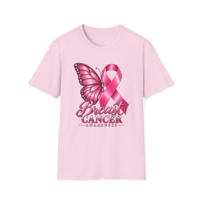 Pink Ribbon Butterfly Breast Cancer Awareness T-Shirt | Support Ribbon Tee