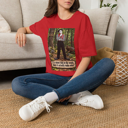 Mime in the Woods T-Shirt — “If a mime falls in the woods…” Casual Graphic Tee