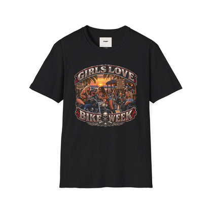 Girls Love Bike Week T-Shirt — Biker Bar Sunset Graphic Tee