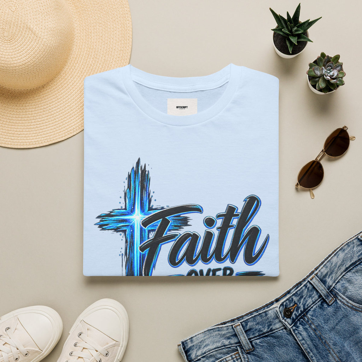 Faith Over Fear T‑Shirt — Christian Cross Inspirational Graphic Tee