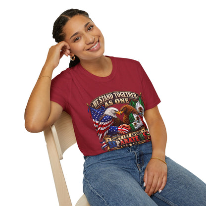 We Stand Together As One Eagle T-Shirt — USA & Mexico Unity Patriotic Tee