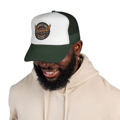 Muscle Car Emblem Trucker Cap | Vintage Hotrod Logo