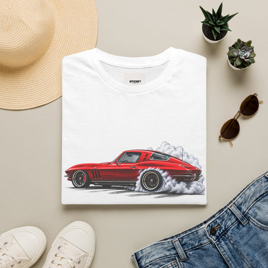 Vintage Red Corvette Burnout T-Shirt — Classic Muscle Car Graphic Tee