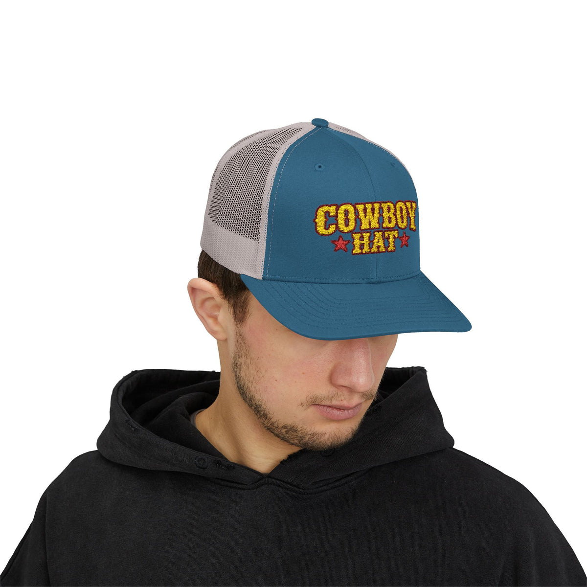 Cowboy Hat Snapback Trucker Cap – Western Rodeo Mesh Back Hat