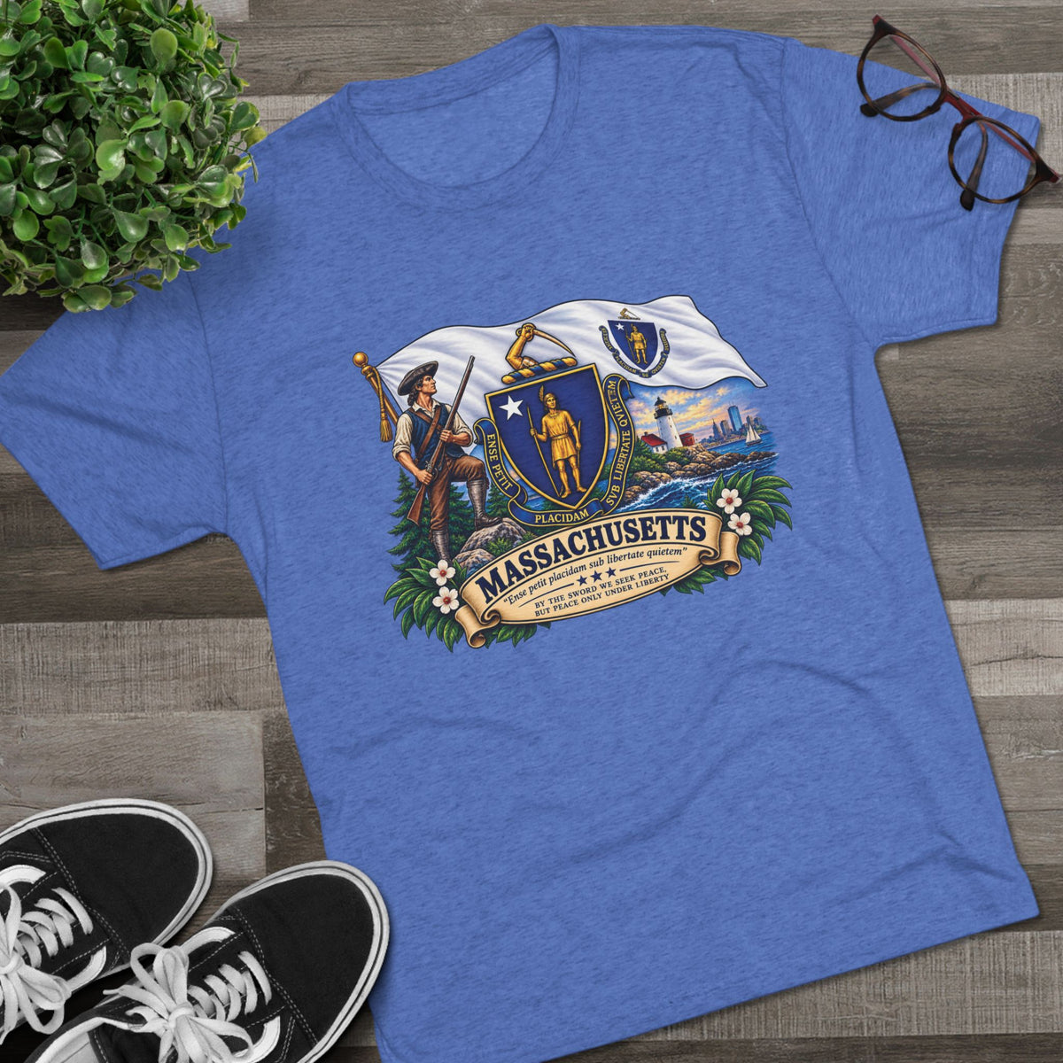 Massachusetts State Flag T‑Shirt — Vintage Coat of Arms Tee