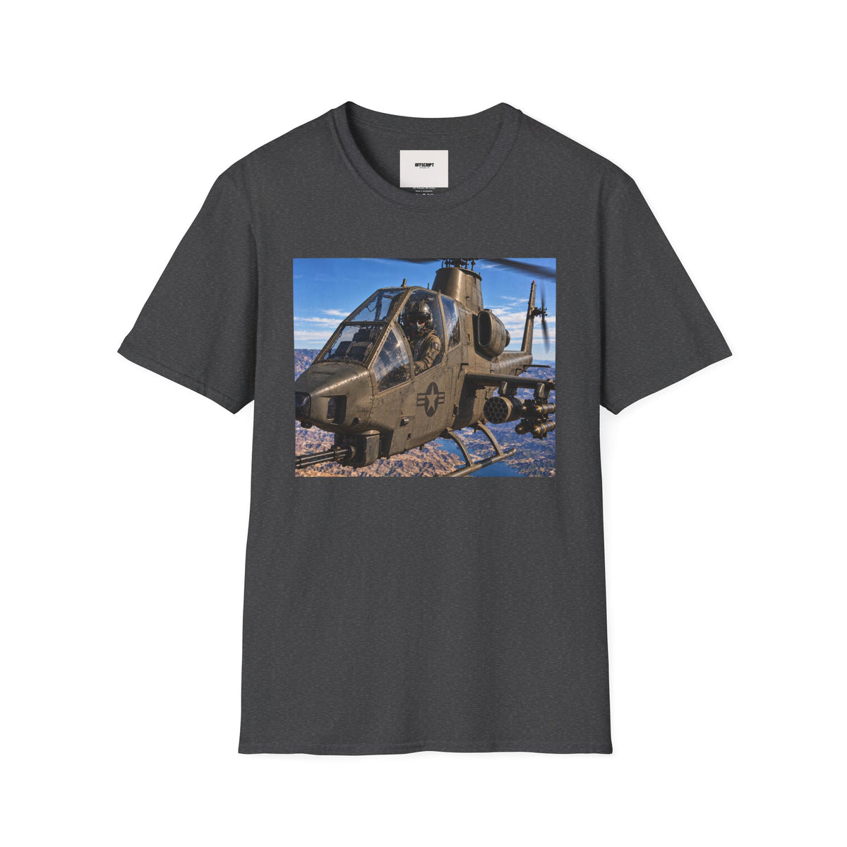 Attack Helicopter Graphic T‑Shirt – Military Aviation Photo Tee