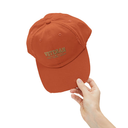 Veteran Distressed Cap — Honor Courage Sacrifice Embroidered Hat