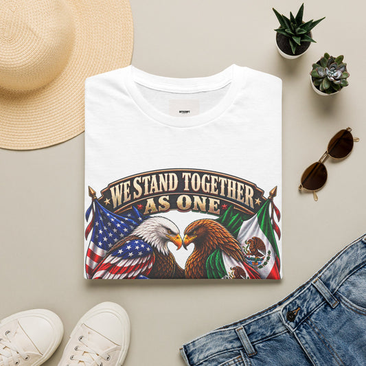 We Stand Together As One Eagle T-Shirt — USA & Mexico Unity Patriotic Tee