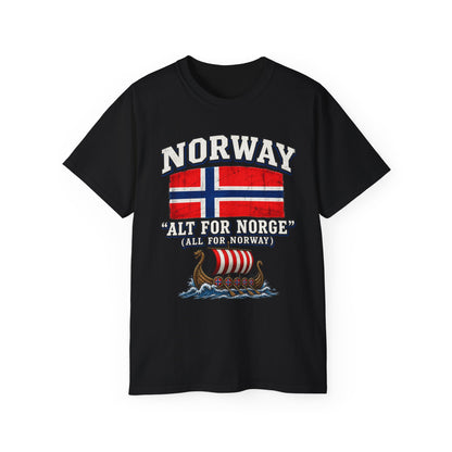 Norway Flag Viking Ship T‑Shirt — "Alt For Norge" Patriotic Tee
