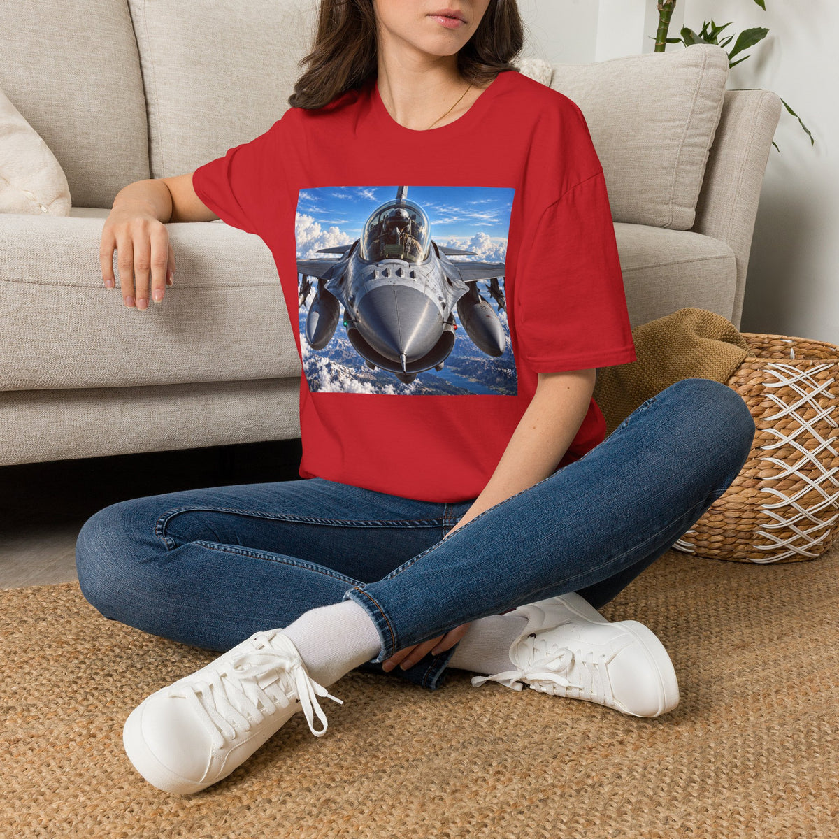 Fighter Jet Front View Tee — Military Aviation Pilot T-Shirt