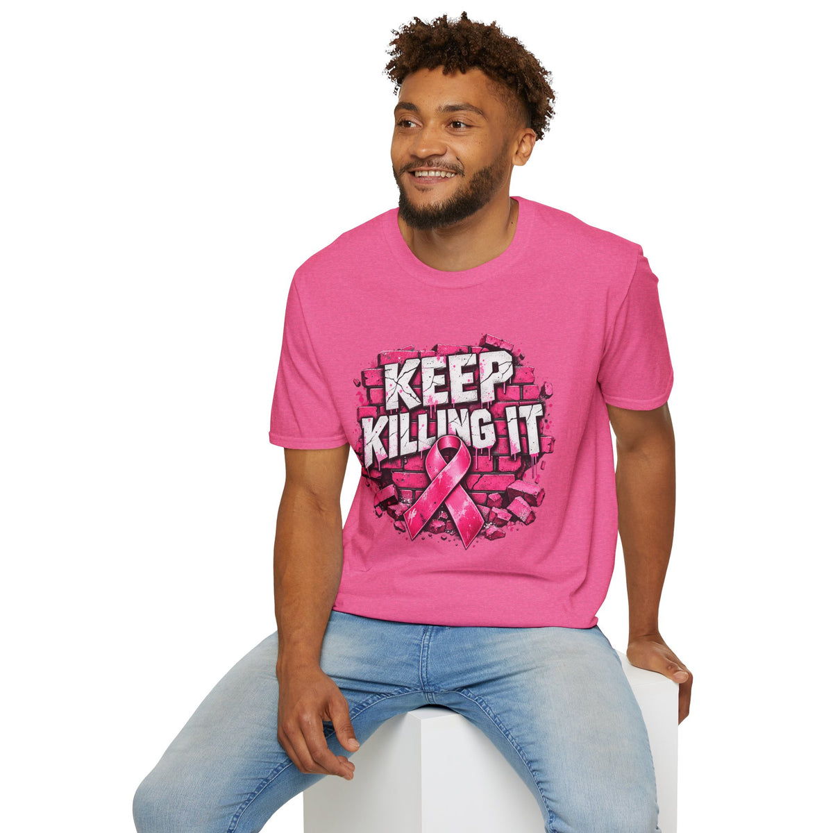 Keep Killing It pink ribbon T-Shirt | Breast Cancer Awareness, Motivational Graphic