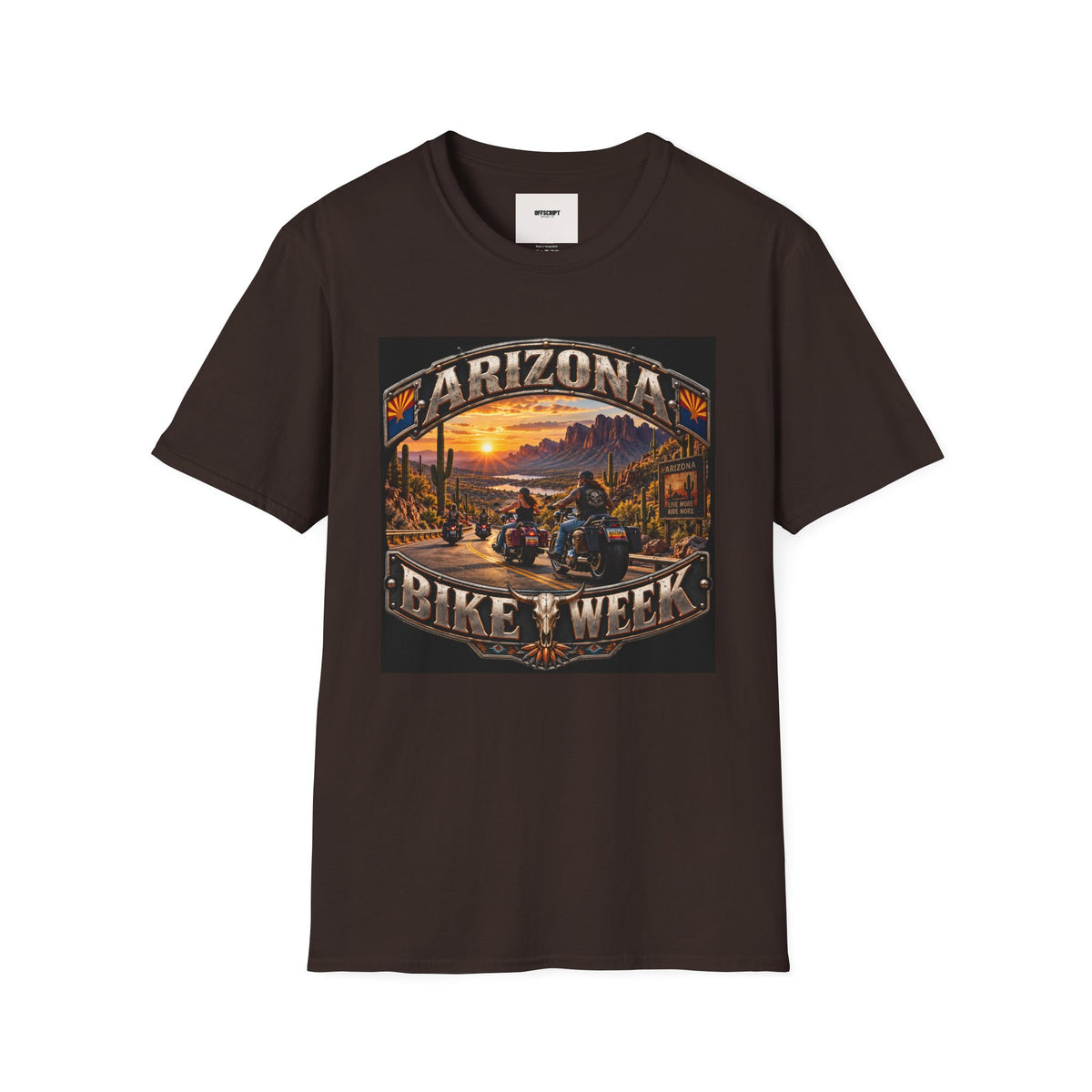 Arizona Bike Week Sunset T-Shirt — Vintage Motorcycle Desert Road Tee