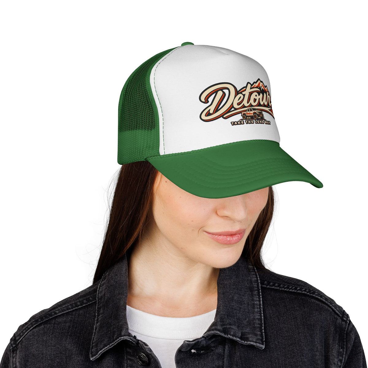 Detour Trucker Hat — Vintage Road Trip Mesh Cap