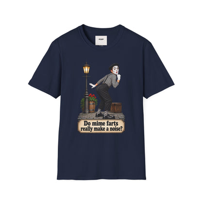 Mime Graphic T-Shirt — "Do Mime Farts Really Make a Noise?" Vintage Street Performer Tee