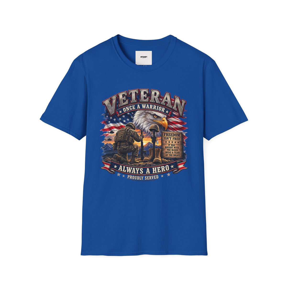 Veteran Once a Warrior T-Shirt — Patriotic Eagle & Flag Military Tribute