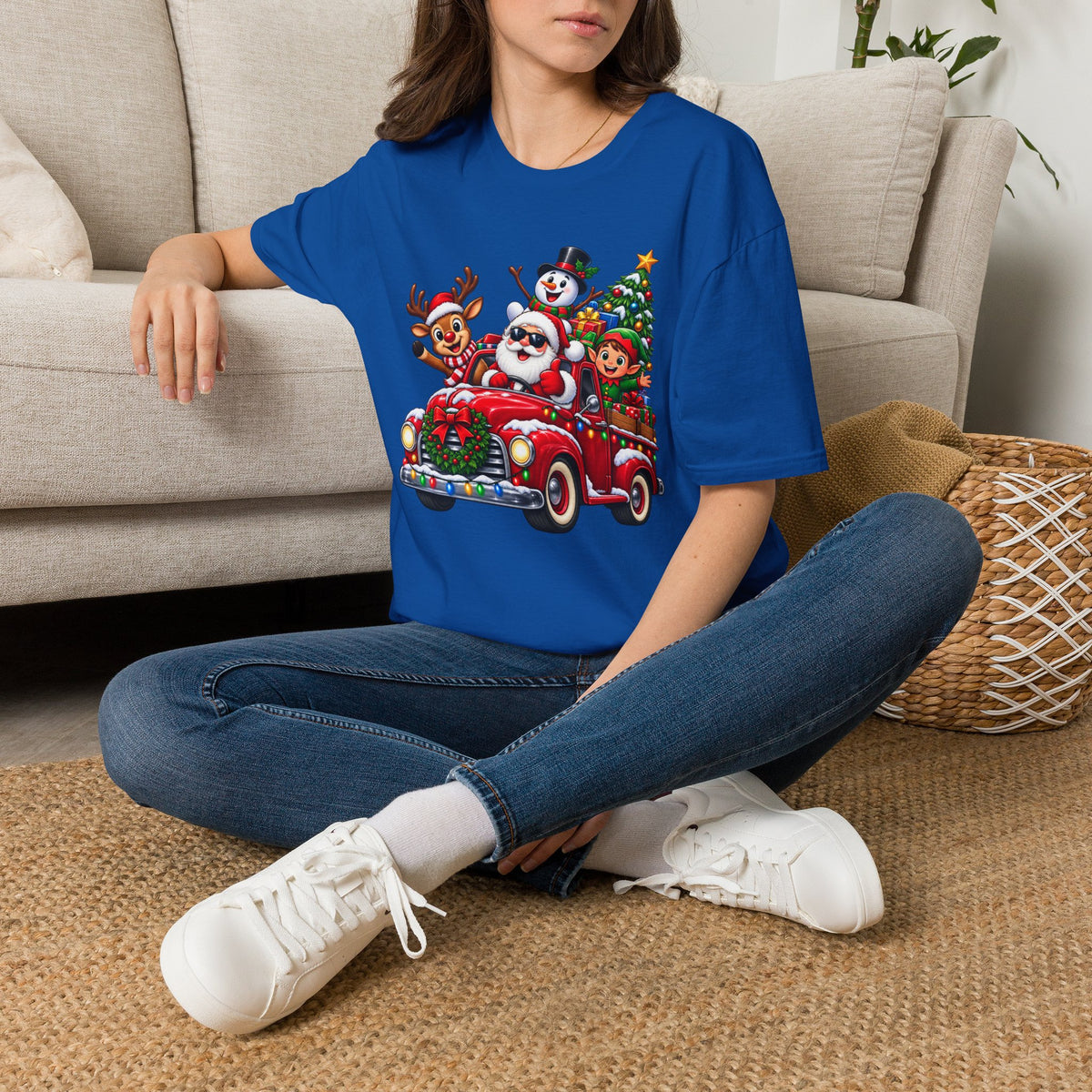 Christmas Crew T‑Shirt — Santa, Reindeer & Snowman Holiday Tee