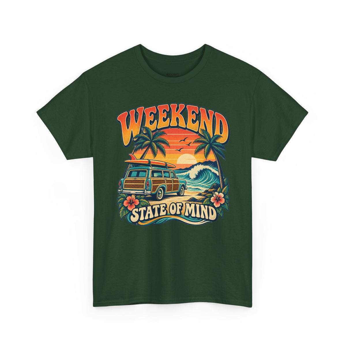 Weekend State of Mind Tee – Retro Surf Van Sunset T-Shirt