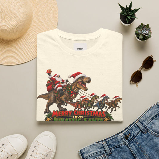 Christmas Dinosaur T-Shirt — “Merry Christmas from Jurassic Santa” Holiday Tee