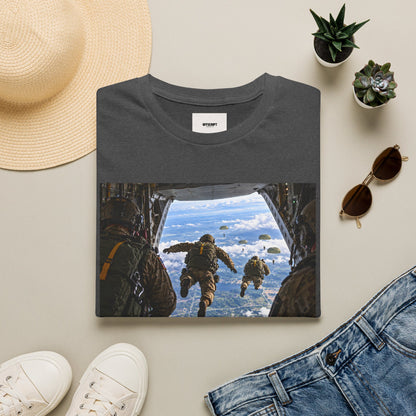 Parachute Jump Soldiers T-Shirt — Military Airborne Jump Photo Tee